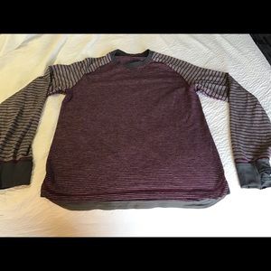 Lululemon Men’s Long sleeve knit shirt.  Gray/purple striped.  Size M but no tag